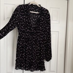 Zara Black Mini Dress with Lavender Floral Print